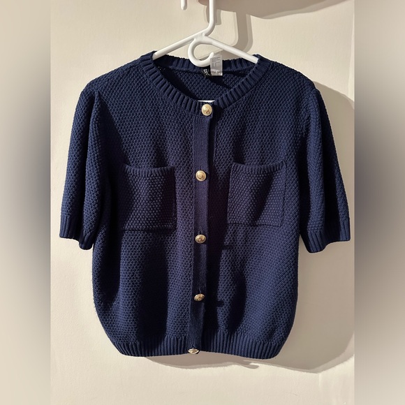 H&M Textured Knit Short Sleeve Cardigan - M - Picture 7 of 10